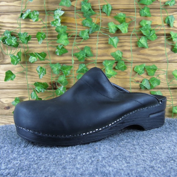 Dansko Casual Shoes Men's Black Leather Slip-On Mules Size 47 M - Picture 1 of 6